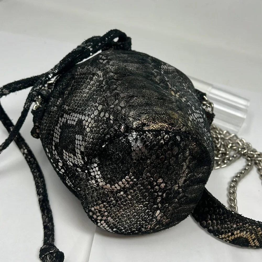 Posse Suede Metallic Drawstring Shoulder Bucket Bag